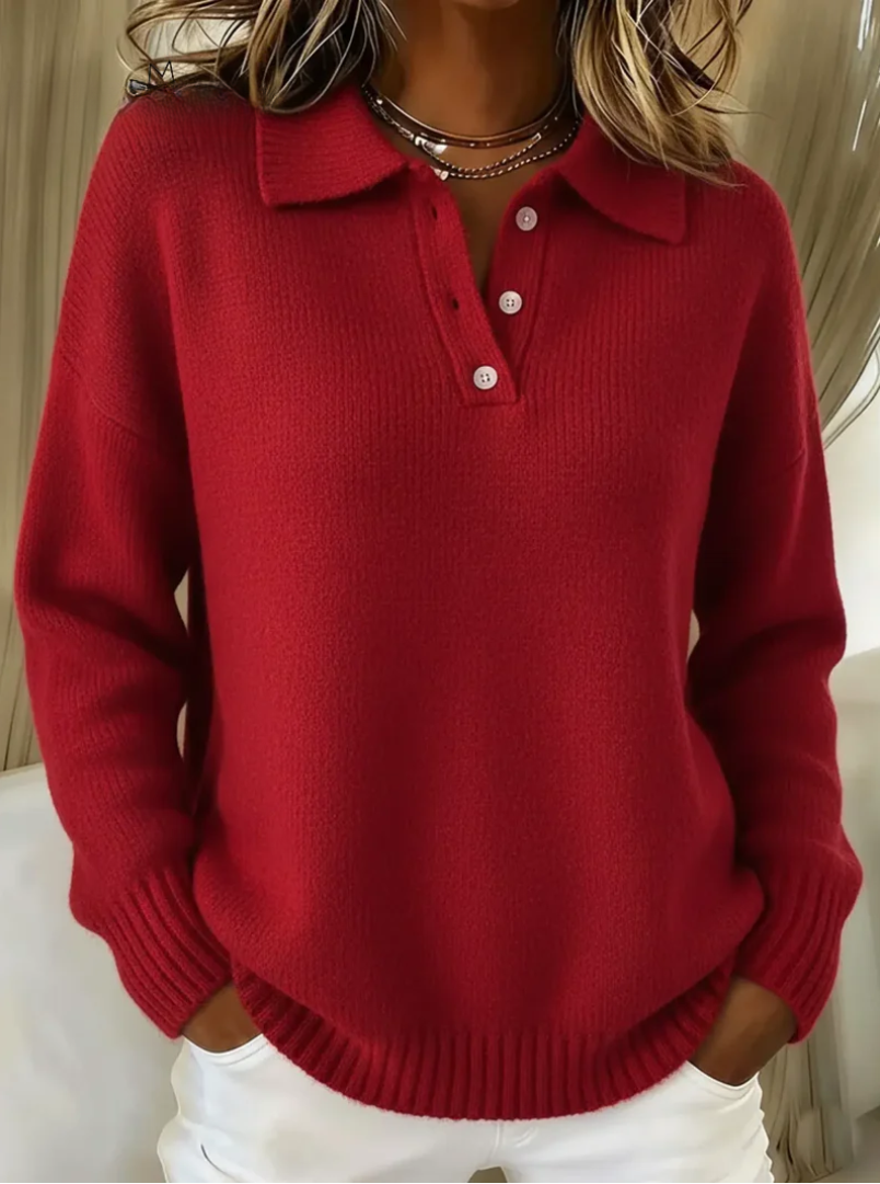 Herra – Soft Knit Polo Sweater