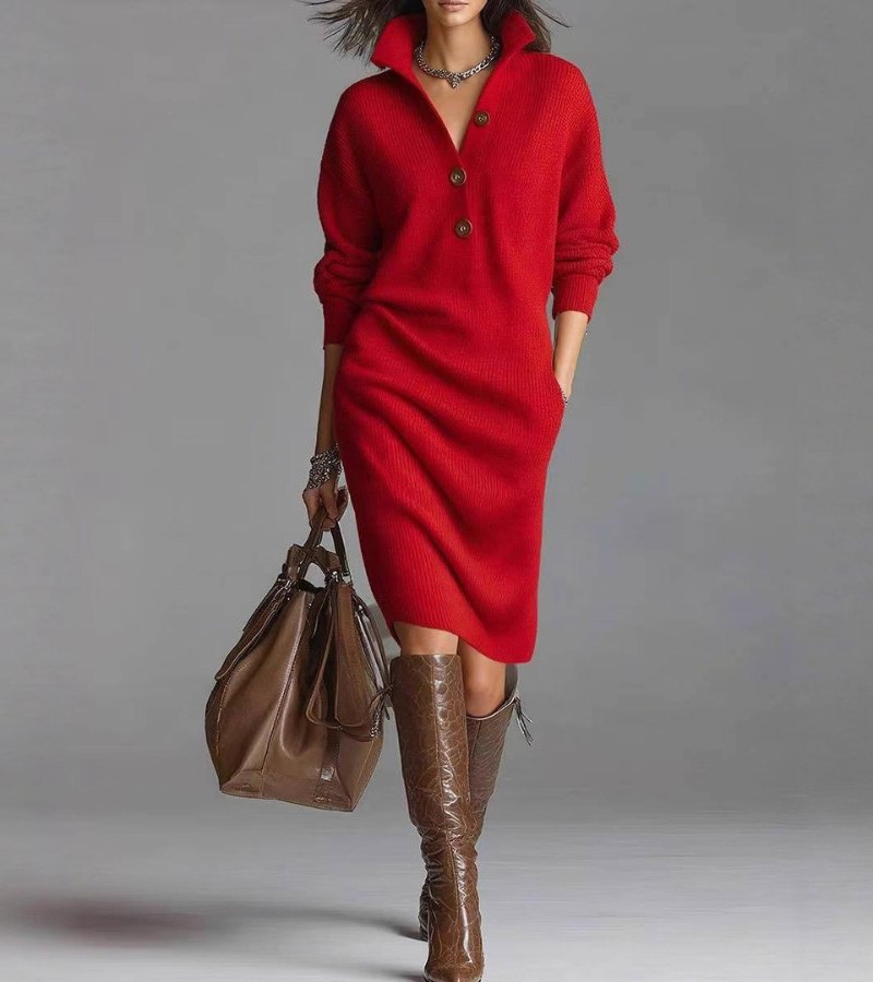 Rowan | Elegant Winter Dress with Buttons