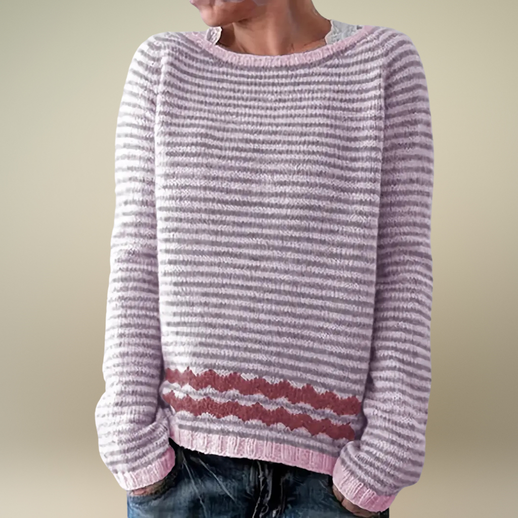 Women's casual sweater with subtle stripes